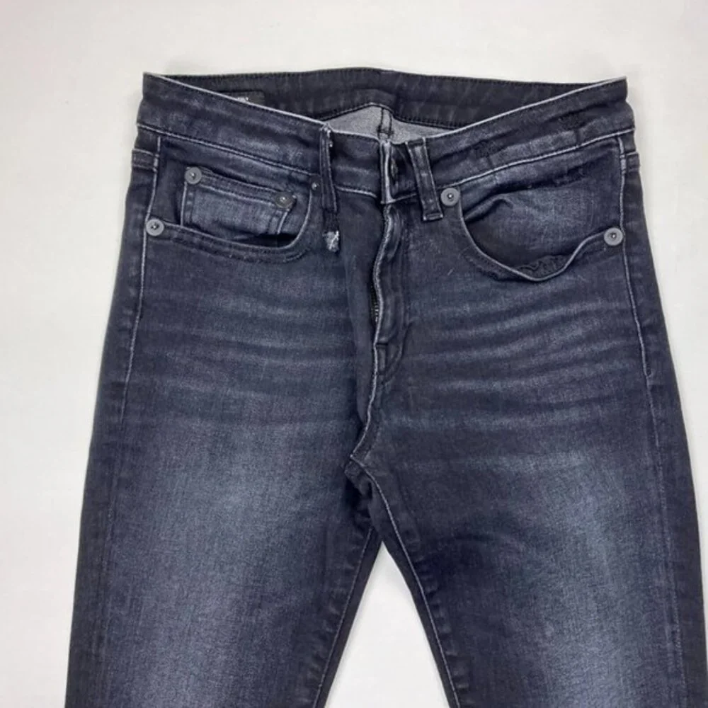 R13 Italy Kate Skinny Raw Hem Jeans Dark Moon Women 26 Stretch Cotton Distressed